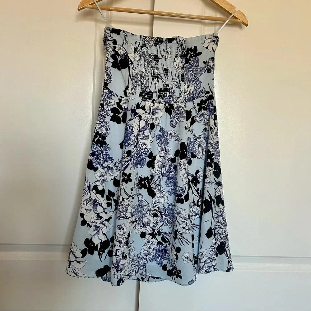 Express Women’s Blue Strapless Floral Dress - 4 - Picture 3 of 8